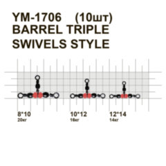 Вертлюжок потрійний MiniMax Barrel Triple Swivels Style YM-1706
