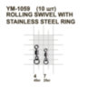 Вертлюг з кільцем MiniMax Rolling Swivel with Stainless Steel Ring YM-1059