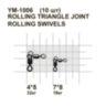 Вертлюг двойной, угловой MiniMax Rolling Triangle Joint Rolling Swivels YM-1006