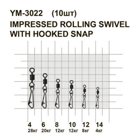 Вертлюжок із засувкою MiniMax Impressed Rolling Swivel With Hooked Snap YM-3022