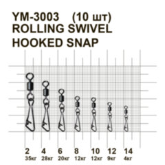 Вертлюжок із засувкою MiniMax Rolling Swivel hooked Snap YM-3003