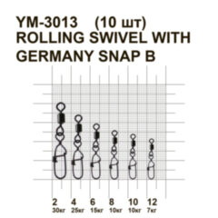 Вертлюжок із засувкою MiniMax Rolling Swivel With Germany Snap B YM-3013