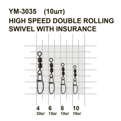 Подвійний вертлюжок із засувкою MiniMax High Speed Double Rolling Swivel With Insurance YM-3035